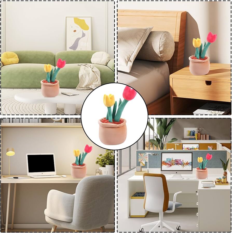 Amazon｜seimeinoki ぬいぐるみ花束 チューリップ 鉢植え 造花 枯れ